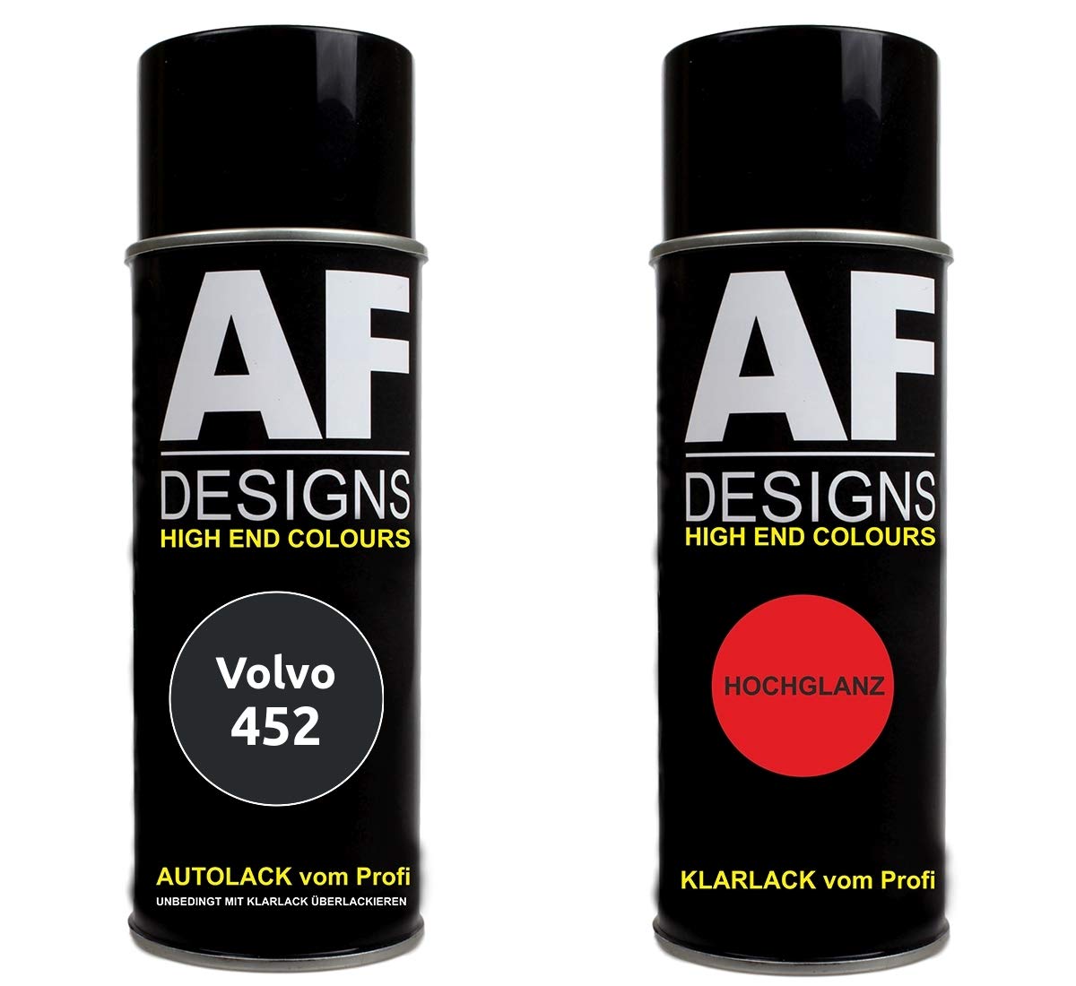 Alex Flittner Designs Autolack Spraydose Set für Volvo 452 Black Saphire Metallic Basislack Klarlack Sprühdose 400ml von Alex Flittner Designs
