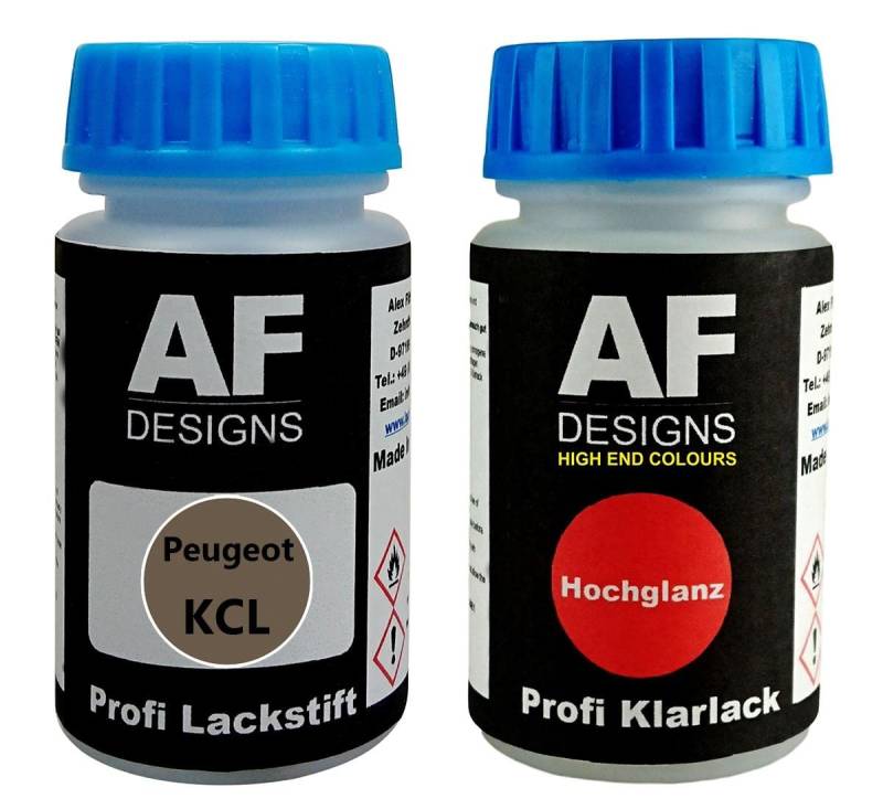 Alex Flittner Designs Lackstift für Peugeot KCL Spirit Grey Nacre + Klarlack je 50ml Autolack Basislack Set von Alex Flittner Designs