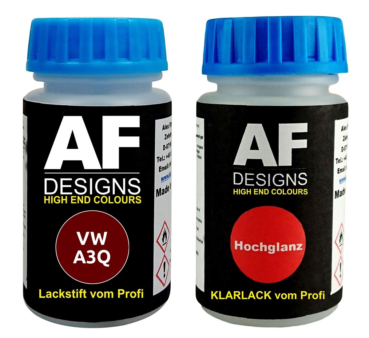 Lackstift für VW/Volkswagen A3Q Ruby Red Metallic + Klarlack je 50ml Autolack Set Lackstift für VW/Volkswagen A3Q Ruby Red Metallic + Klarlack je 50ml Autolack Set von Alex Flittner Designs