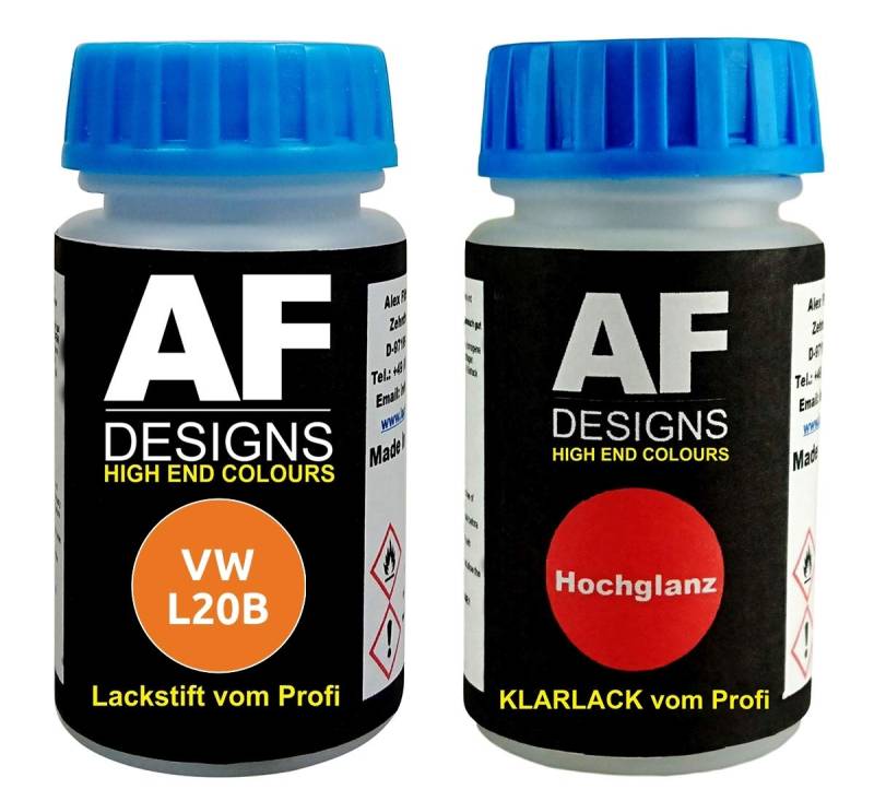 Lackstift für VW/Volkswagen L20B Leuchtorange + Klarlack je 50ml Autolack Set von Alex Flittner Designs