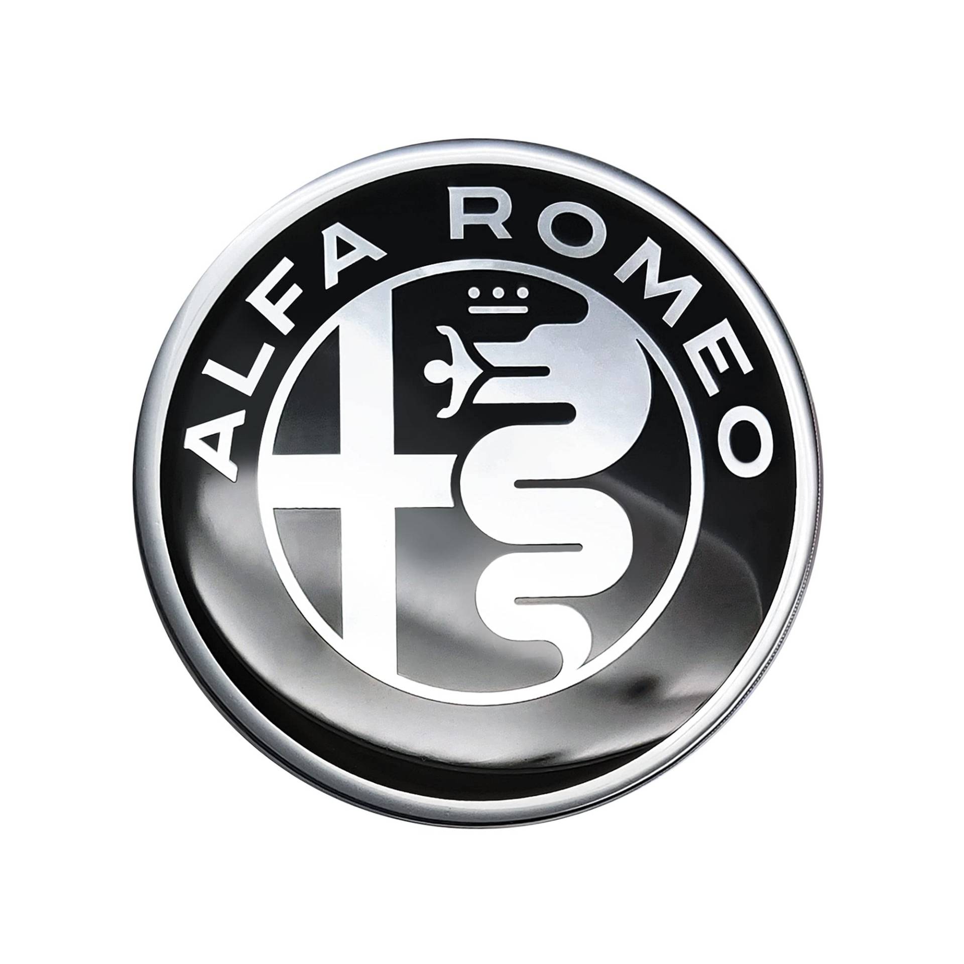 Alfa Romeo Logo offizielle 3D Aufkleber, schwarz auf weiß, Durchmesser: 75 mm, diam. 75 mm von 4R Quattroerre.it