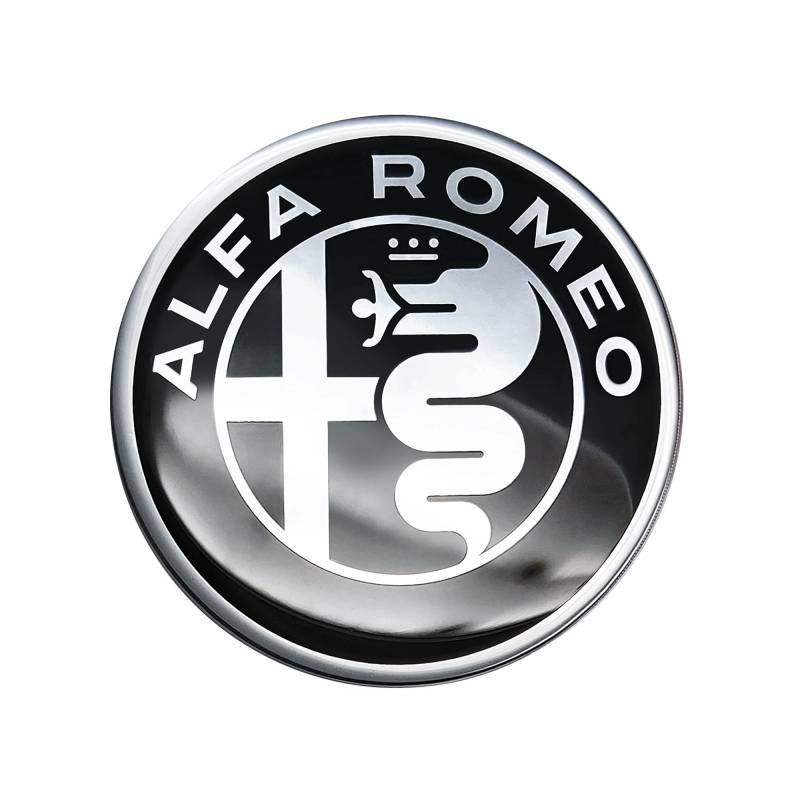 Alfa Romeo Logo Offizielle 3D Aufkleber, Schwarz auf Weiß, Durchmesser: 58 mm von Alfa Romeo