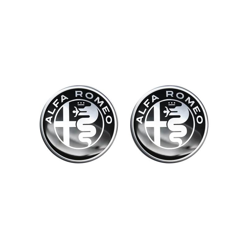 Alfa Romeo Logo offizielle 3D Aufkleber, schwarz auf weiß, Durchmesser: 21 mm, Zweier-Set, diam. 21 mm von 4R Quattroerre.it