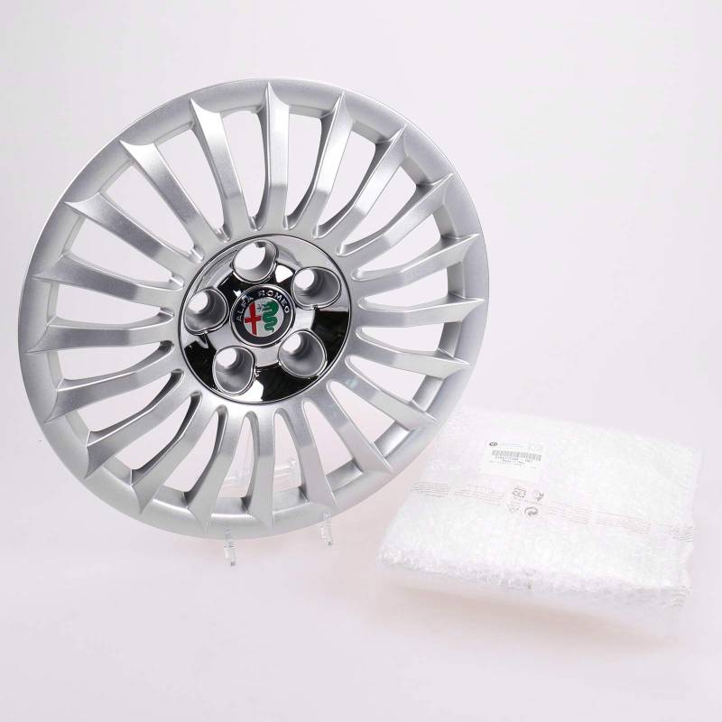 Alfa Romeo Original 16 Zoll Radkappe Silber Metall Radabdeckung HUBCAP_WHEEL_COVER Speichen-Clip OE 156117398 von Alfa Romeo
