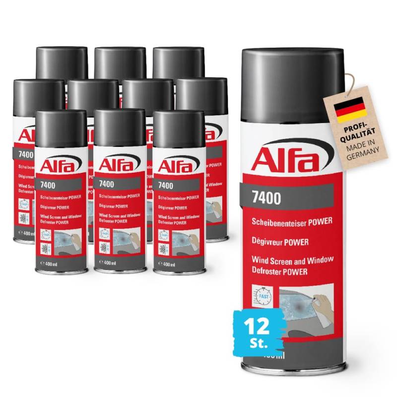 Alfa 12x Scheibenenteiser 400 ml Profi-Qualität Entfroster Scheibenentfroster Autoscheiben Türschloss Türdichtung Enteiserspray Eisfrei Spray schnelle Enteisung bis -20°C Winter von Alfa