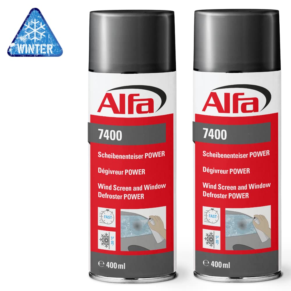 Alfa 2X Scheibenenteiser 400 ml Profi-Qualität Power Spraydose schnelle Enteisung bis -20°C Winter Entfroster Scheiben Enteiser Türschloss Türdichtung EIS Frost von Alfa