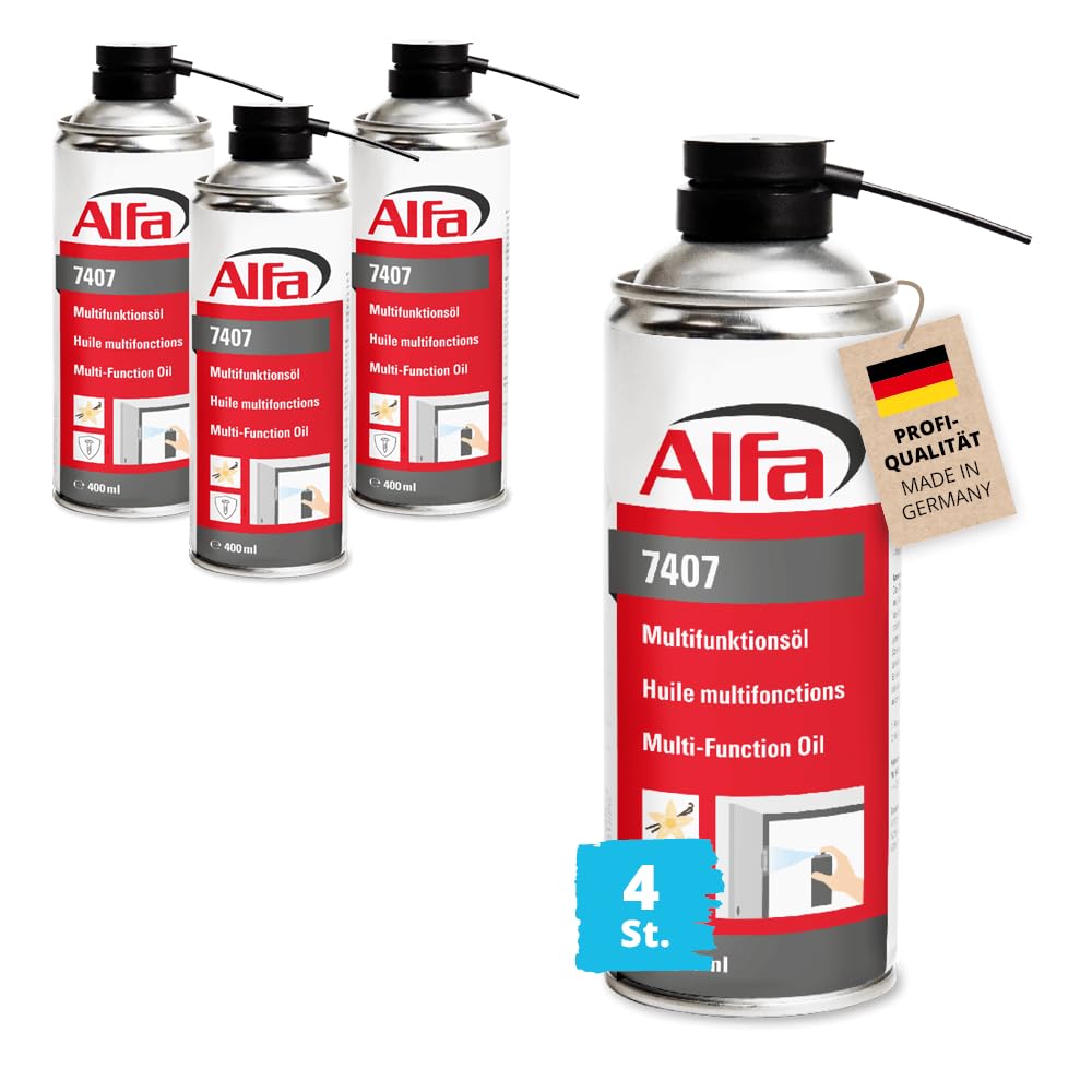 Alfa 4X Multifunktionsöl 400 ml Profi-Qualität mit extremer Schmierwirkung, schützt, konserviert, reiningt und pflegt, Rostentfernung von Alfa