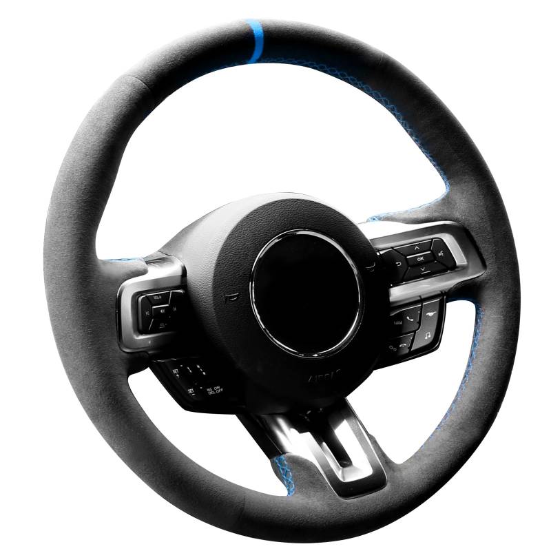 Alfanxi Handstich für Alcantara-Lenkradbezug, kompatibel mit Ford Mustang Mustang GT Shelby GT350 GT500 2015–2021 (blaue Streifen) von Alfanxi