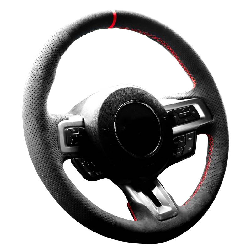 Alfanxi Handstich für Alcantara-Lenkradbezug, kompatibel mit Ford Mustang Mustang GT Shelby GT350 GT500 2015–2021 (roter Streifen) von Alfanxi