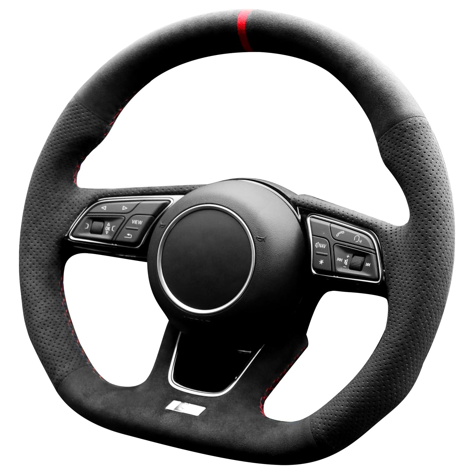 Alfanxi Handstich für Alcantara Lenkradbezug für Audi RS3 RS4 RS5 S3 S4 S5 mit Schaltpaddeln (rot gestreift) von Alfanxi