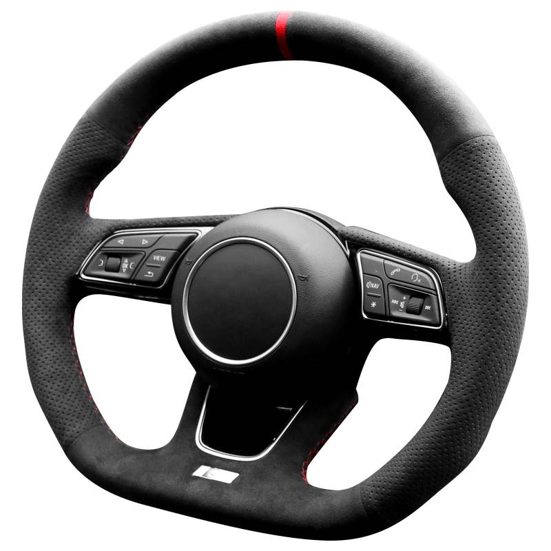 Alfanxi Handstich für Alcantara Lenkradbezug für Audi RS3 RS4 RS5 S3 S4 S5 mit Schaltpaddeln (rot gestreift) von Alfanxi