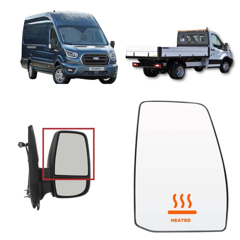 ALIGOPARTS RECHTS Oberes Beheiztes Außenspiegelglas für Beifahrerseite Ford Transit MK8 (2014+) | OEM BK31-17K740-BA, 1823994 | Einfacher Austausch von Aligoparts