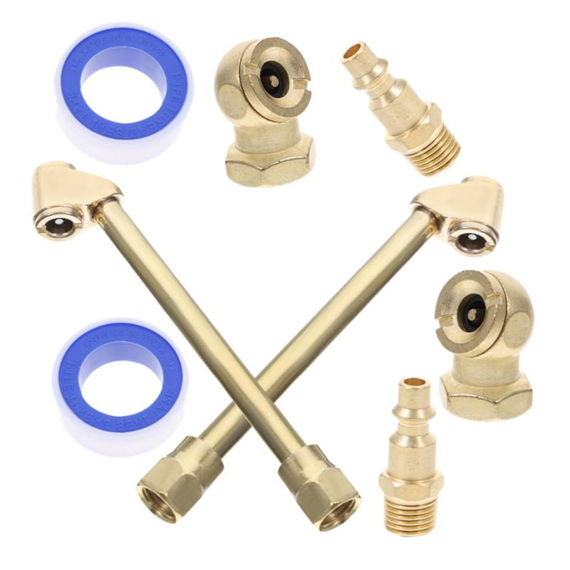 Alipis 2Er Set Luftpumpendüsen Set Luftpumpendüsen Passend Für Luftpumpe Mit Manometer Presta Ventil Luftfutteradapter Reifenfüllfutter Luftkompressor Reifenfülleraufsatz Messing von Alipis