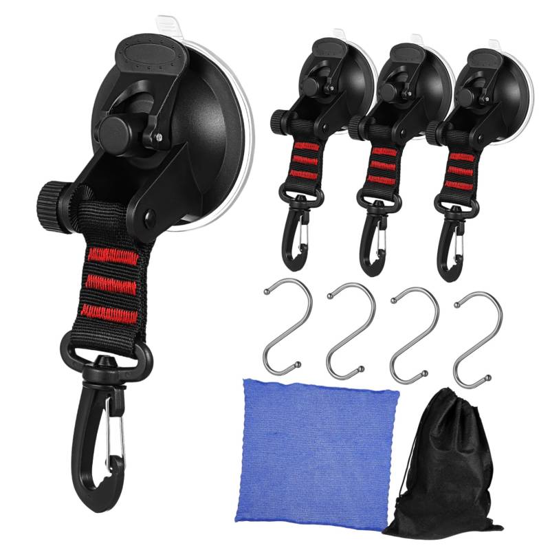 Alipis 4 Stück Camping Saugnapfhaken Wohnmobil Zubehörhaken Saugnapf Saugnäpfe Mit Haken Robuster Saugnapf Auto Markisen Saugnapfhaken Schwarz Abs von Alipis