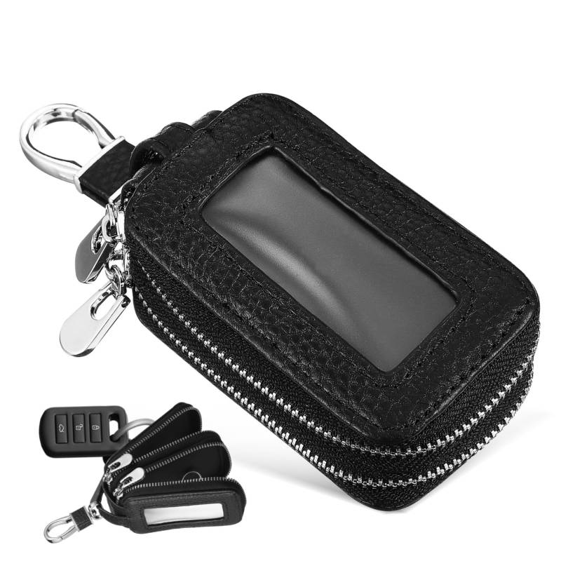 Alipis Autoschlüsseltasche mit Reißverschluss Transparente Front Doppelte Fächer Kompaktes Design Schützt Kratzern und Schmutz für Autoschlüssel und Schlüsselanhänger von Alipis
