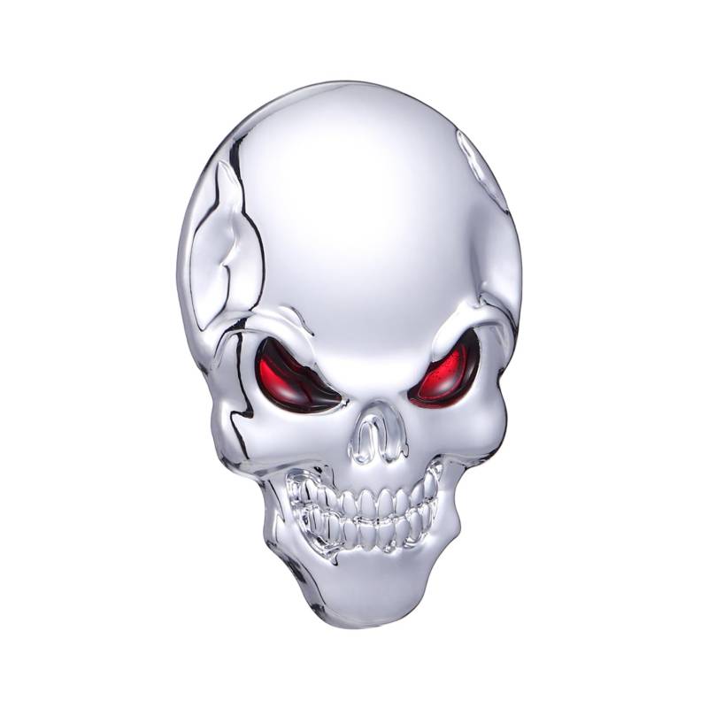 Alipis Skull Metall Aufkleber Für Auto Design Silber Mit Roten Augen Für Autos LKW Suvs Und Boote Einfache DIY Installation Aus Gefertigt von Alipis