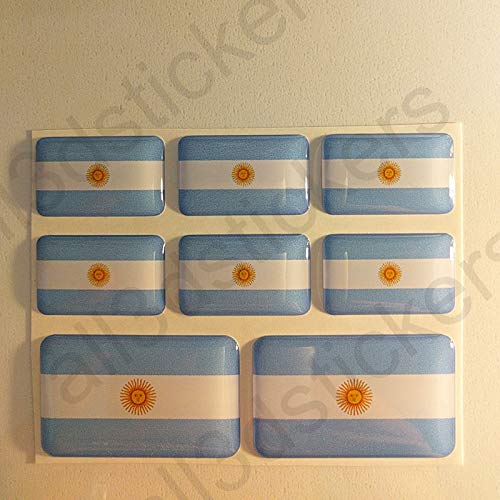 All3DStickers Aufkleber Argentinien Flagge 8 x Flaggen von Argentinien Rechteckig 3D Kfz-Aufkleber Gedomt Fahne von All3DStickers