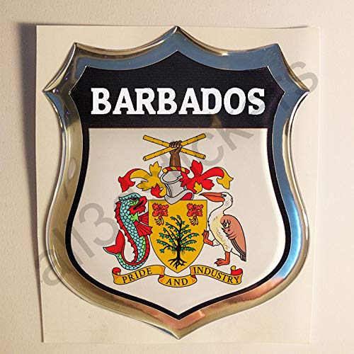 All3DStickers Aufkleber Barbados Wappen Kfz-Aufkleber Barbados Emblem Gedomt Flagge 3D Fahne von All3DStickers