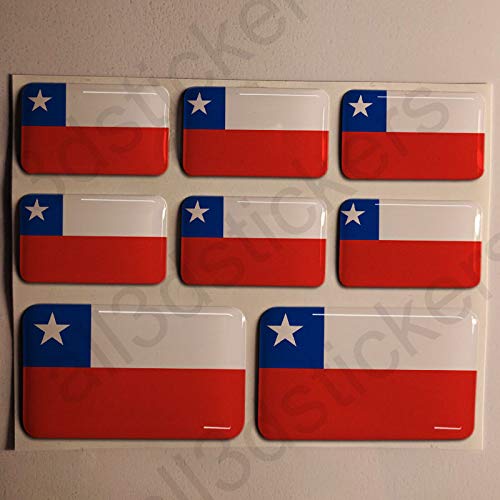 All3DStickers Aufkleber Chile Flagge 8 x Flaggen von Chile Rechteckig 3D Kfz-Aufkleber Gedomt Fahne von All3DStickers