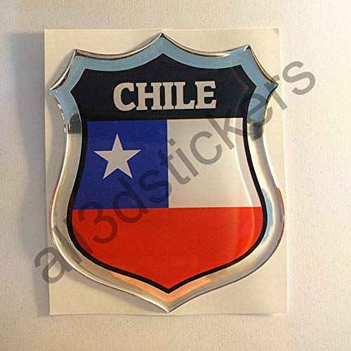 All3DStickers Aufkleber Chile Kfz-Aufkleber Chile Emblem Gedomt Flagge 3D Fahne von All3DStickers