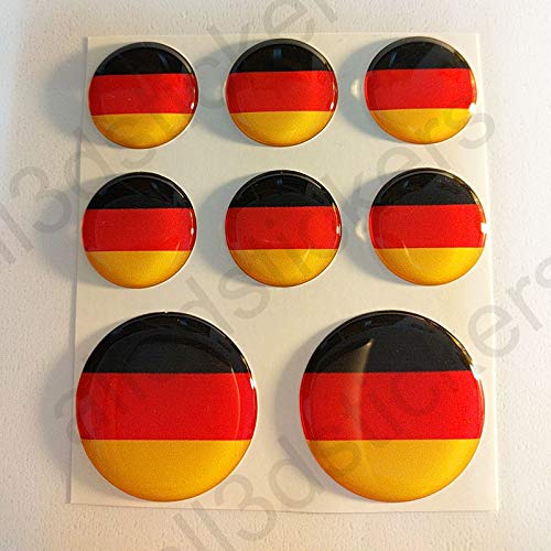 All3DStickers Aufkleber Deutschland Flagge Harz Gewölbt 8 x Aufkleber von Deutschland Fahne Rund 3D Kfz-Aufkleber Gedomt Flaggen von All3DStickers