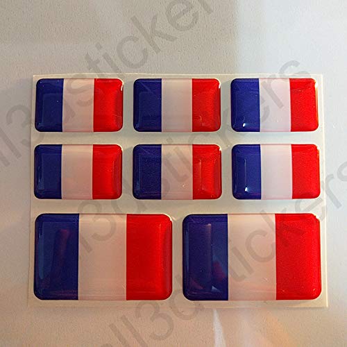 All3DStickers Aufkleber Frankreich Flagge 8 x Flaggen von Frankreich Rechteckig 3D Kfz-Aufkleber Gedomt Fahne von All3DStickers