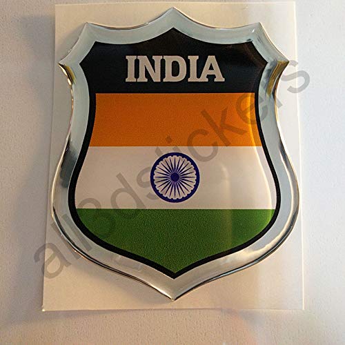 All3DStickers Aufkleber Indien Kfz-Aufkleber Indien Emblem Gedomt Flagge 3D Fahne von All3DStickers