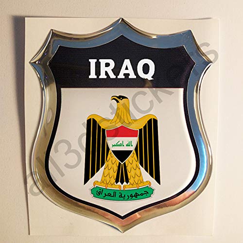 All3DStickers Aufkleber Irak Wappen Kfz-Aufkleber Irak Emblem Gedomt Flagge 3D Fahne von All3DStickers