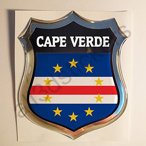 All3DStickers Aufkleber Kap Verde Kfz-Aufkleber Kap Verde Emblem Gedomt Flagge 3D Fahne von All3DStickers