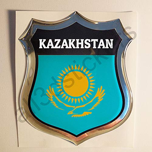 All3DStickers Aufkleber Kasachstan Kfz-Aufkleber Kasachstan Emblem Gedomt Flagge 3D Fahne von All3DStickers