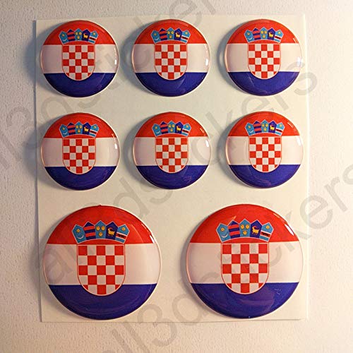 All3DStickers Aufkleber Kroatien Flagge Harz Gewölbt 8 x Aufkleber von Kroatien Fahne Rund 3D Kfz-Aufkleber Gedomt Flaggen von All3DStickers