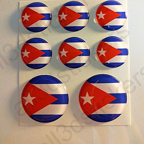 All3DStickers Aufkleber Kuba Flagge Harz Gewölbt 8 x Aufkleber von Kuba Fahne Rund 3D Kfz-Aufkleber Gedomt Flaggen von All3DStickers