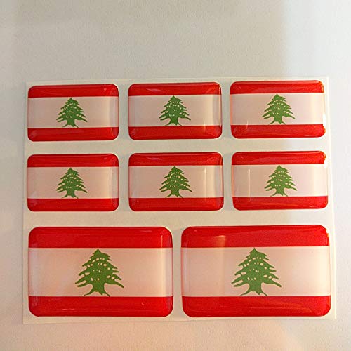 All3DStickers Aufkleber Libanon Flagge 8 x Flaggen von Libanon Rechteckig 3D Kfz-Aufkleber Gedomt Fahne von All3DStickers