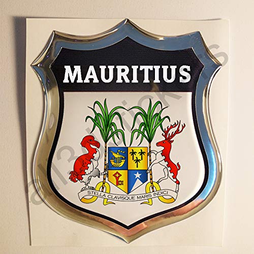 All3DStickers Aufkleber Mauritius Wappen Kfz-Aufkleber Mauritius Emblem Gedomt Flagge 3D Fahne von All3DStickers