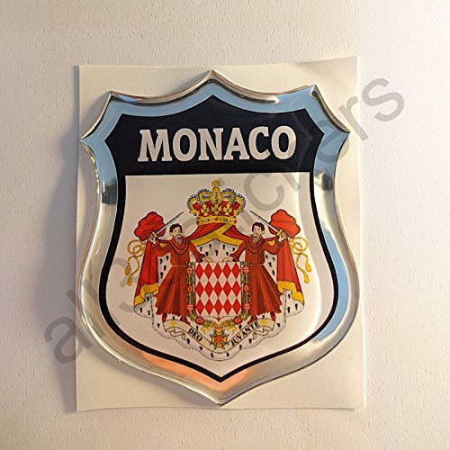 All3DStickers Aufkleber Monaco Wappen Kfz-Aufkleber Monaco Emblem Gedomt Flagge 3D Fahne von All3DStickers