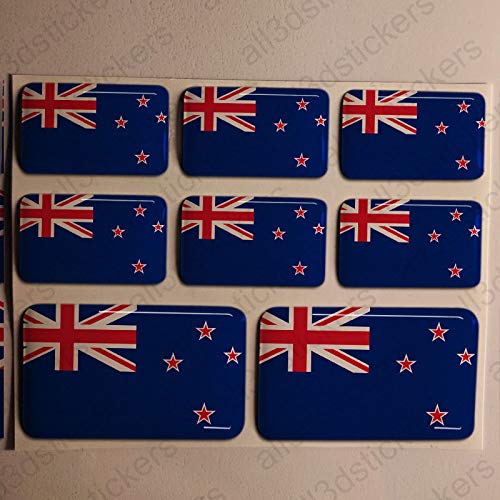 All3DStickers Aufkleber Neuseeland Flagge 8 x Flaggen von Neuseeland Rechteckig 3D Kfz-Aufkleber Gedomt Fahne von All3DStickers