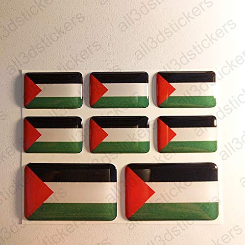 All3DStickers Aufkleber Palästina Flagge 8 x Flaggen von Palästina Rechteckig 3D Kfz-Aufkleber Gedomt Fahne von All3DStickers