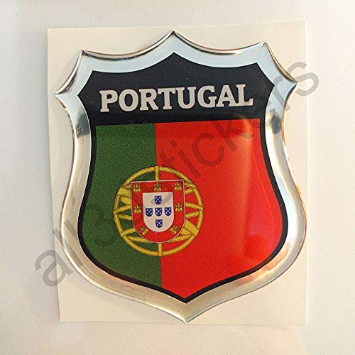 All3DStickers Aufkleber Portugal Harz 3D Emblem Portugal Domed Flag von All3DStickers
