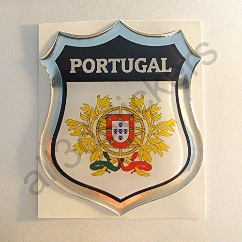 All3DStickers Aufkleber Portugal Wappen Kfz-Aufkleber Portugal Emblem Gedomt Flagge 3D Fahne von All3DStickers