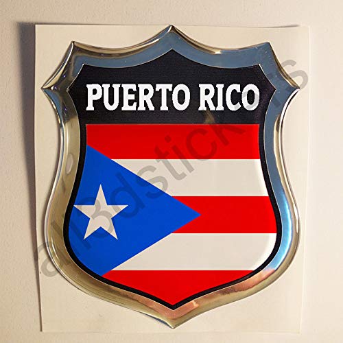 All3DStickers Aufkleber Puerto Rico Kfz-Aufkleber Puerto Rico Emblem Gedomt Flagge 3D Fahne von All3DStickers