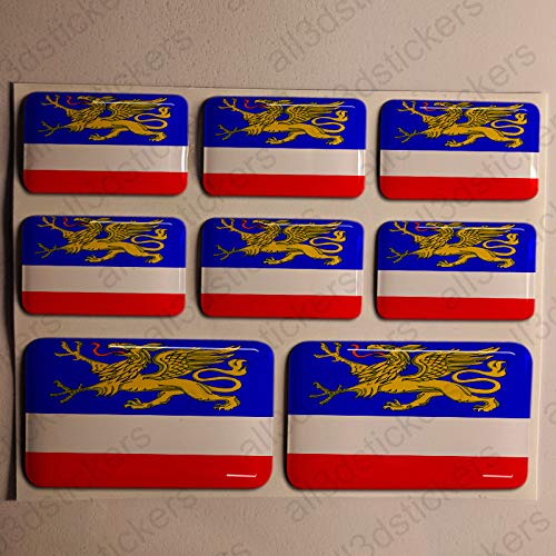 All3DStickers Aufkleber Rostock Deutschland Flagge 8 x Flaggen von Rostock Deutschland Rechteckig 3D Kfz-Aufkleber Gedomt Fahne von All3DStickers