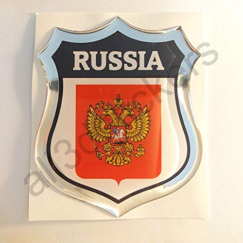 All3DStickers Aufkleber Russland Wappen Kfz-Aufkleber Russland Emblem Gedomt Flagge 3D Fahne von All3DStickers