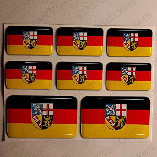 All3DStickers Aufkleber Saarland Deutschland Flagge 8 x Flaggen von Saarland Deutschland Rechteckig 3D Kfz-Aufkleber Gedomt Fahne von All3DStickers