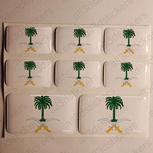 All3DStickers Aufkleber Saudi-Arabien Wappen 8 x Wappen von Saudi-Arabien Rechteckig 3D Kfz-Aufkleber Gedomt Flaggen Fahne von All3DStickers