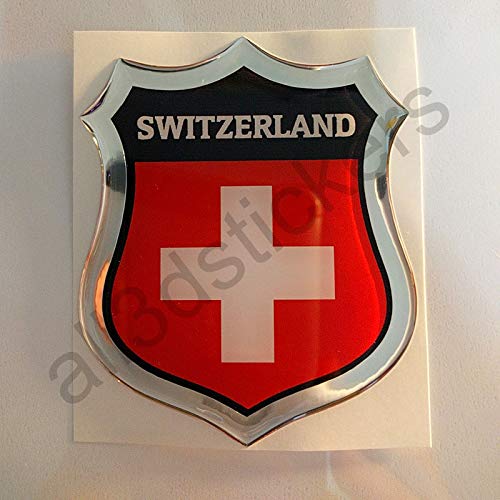 All3DStickers Aufkleber Schweiz Kfz-Aufkleber Schweiz Emblem Gedomt Flagge 3D Fahne von All3DStickers
