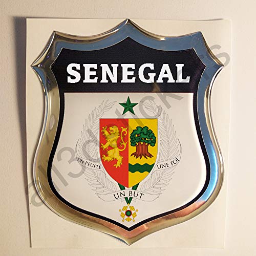 All3DStickers Aufkleber Senegal Wappen Kfz-Aufkleber Senegal Emblem Gedomt Flagge 3D Fahne von All3DStickers