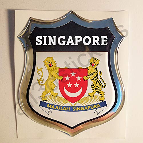 All3DStickers Aufkleber Singapur Wappen Kfz-Aufkleber Singapur Emblem Gedomt Flagge 3D Fahne von All3DStickers