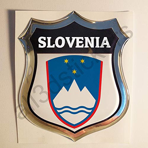All3DStickers Aufkleber Slowenien Wappen Kfz-Aufkleber Slowenien Emblem Gedomt Flagge 3D Fahne von All3DStickers