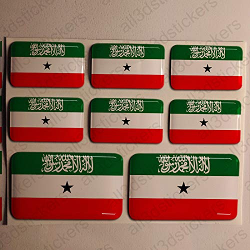All3DStickers Aufkleber Somaliland Flagge 8 x Flaggen von Somaliland Rechteckig 3D Kfz-Aufkleber Gedomt Fahne von All3DStickers