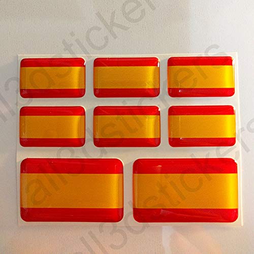 All3DStickers Aufkleber Spanien Flagge 8 x Flaggen von Spanien Rechteckig 3D Kfz-Aufkleber Gedomt Fahne von All3DStickers